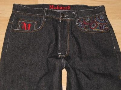 Mens Makaveli Black Jeans size 32x34 32/34  