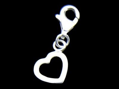 Pendentif à breloques coeur vide en argent + chaine  