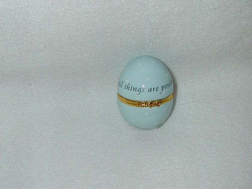   EGG HINGED TRINKET BOX ALL THINGS ARE POSSIBLE IF YOU BELIEVE NEW