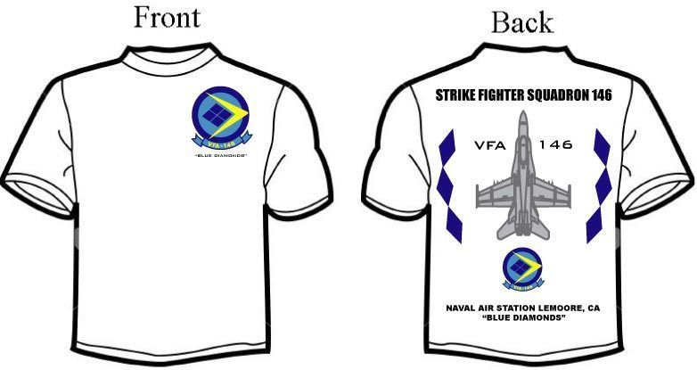 VFA 146 Blue Diamonds F 18 Squadron T Shirt D2  