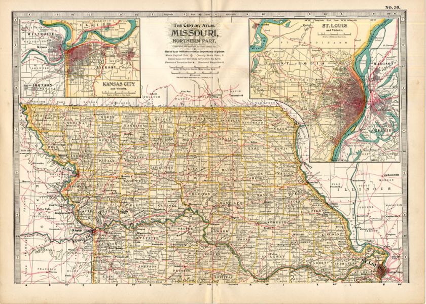 Antique 1902 Dated Atlas Map of NORTHERN MISSOURI  