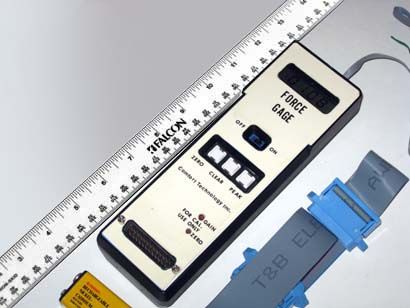 This handheld AmeTek AccuForce Cadet Digital Force Gauge is used. The 