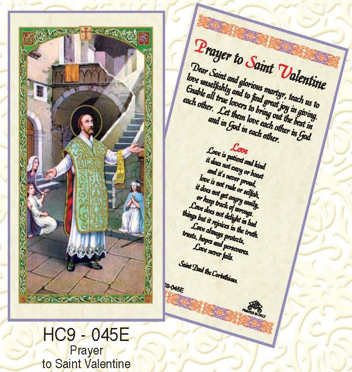 PRAYER TO SAINT VALENTINE CATHOLIC HOLY CARD(3 CARDS)  