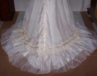 Vtg Chiffon w/Embroidered Lace Wedding Gown Hat/Vail 7  
