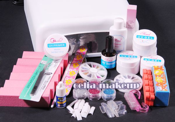 36W UV Gel Lamp Dryer NAIL ART Manicure Curing Varnish TIPS SET KIT 6 