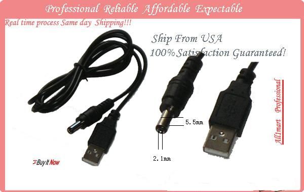 USB to 5.5mm Barrel Plug Connector 5V DC Power Cable 5  