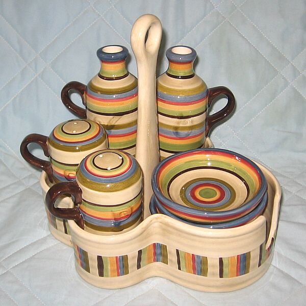 Tabletops Unlimited Los Colores 9 pc Condiment Set NEW  