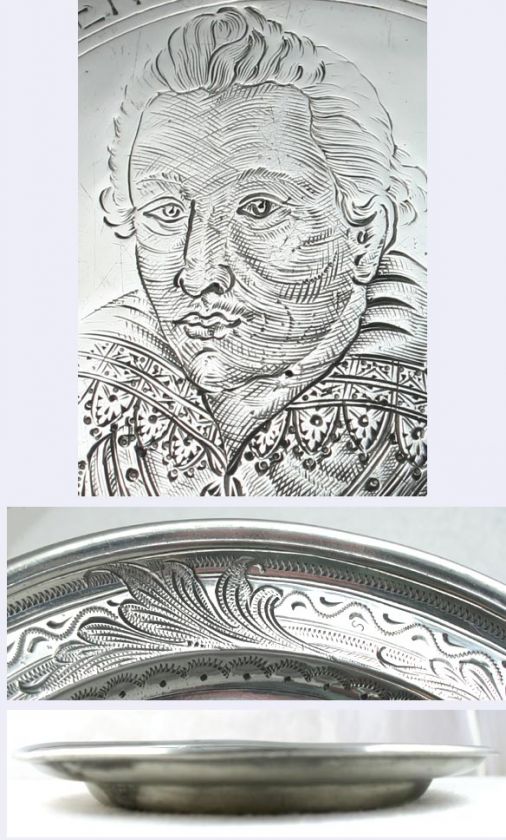 1851 WONDERFUL HAND ENGRAVED PEWTER PORTRAIT PLATE  