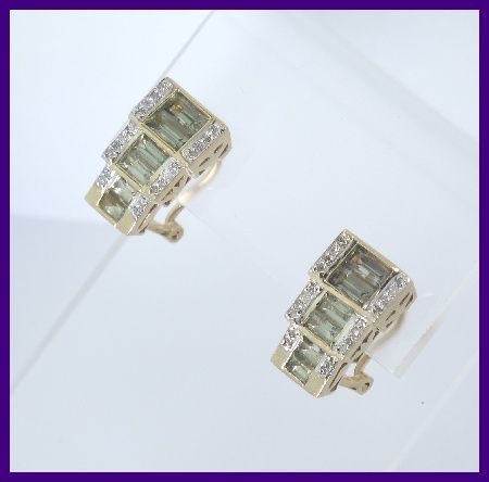 14k Diamond & Emerald Aquamarine Dangle Earrings 1.60ct  