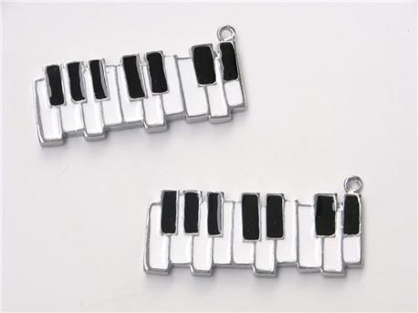 Lot of 2 New PIANO TYPE B Metal Enamel Pendants Charms  