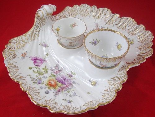   floral gold trim leaf pattern a rare two part relish dish decorated