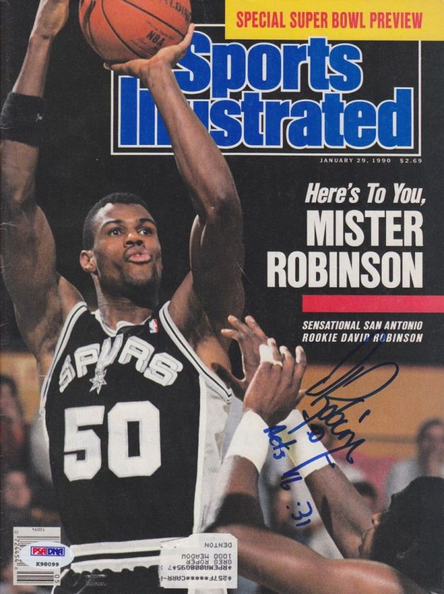 DAVID ROBINSON Signed SPURS SPORTS ILLUSTRATED PSA/DNA  