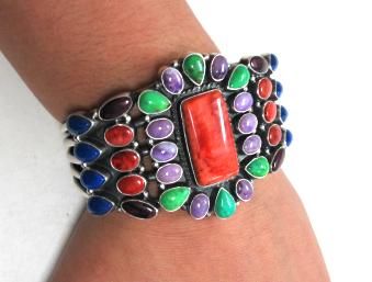 Kirk Smith Explosion of Color Multi Stone Cluster Cuff  