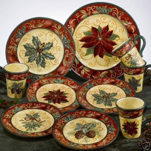 NEW Certified Intl Tuscan Christmas Dinner Plates 4 Assorted  