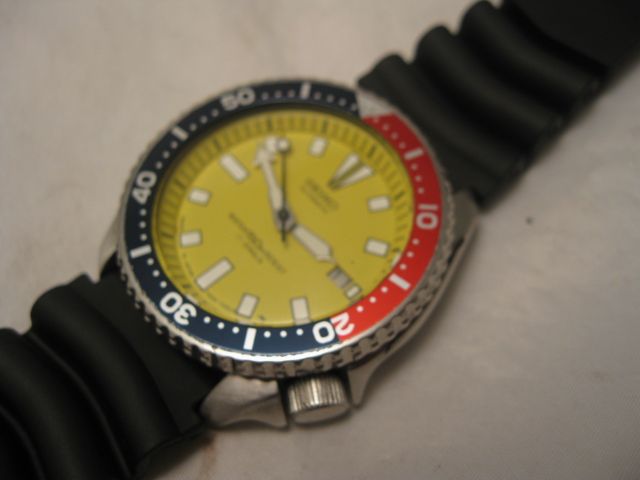 1991 SEIKO 7002 7001 MONSTER YELLOW PEPSI DIVE WATCH  