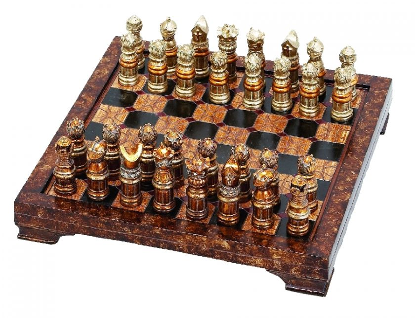 Medieval Theme Chess Set With Game Board  