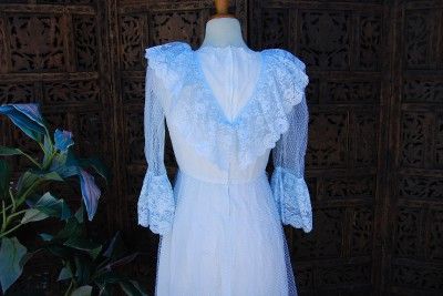   LACE CHIFFON SATIN SHEER PROM sunday Baby Blue Sunday Party  