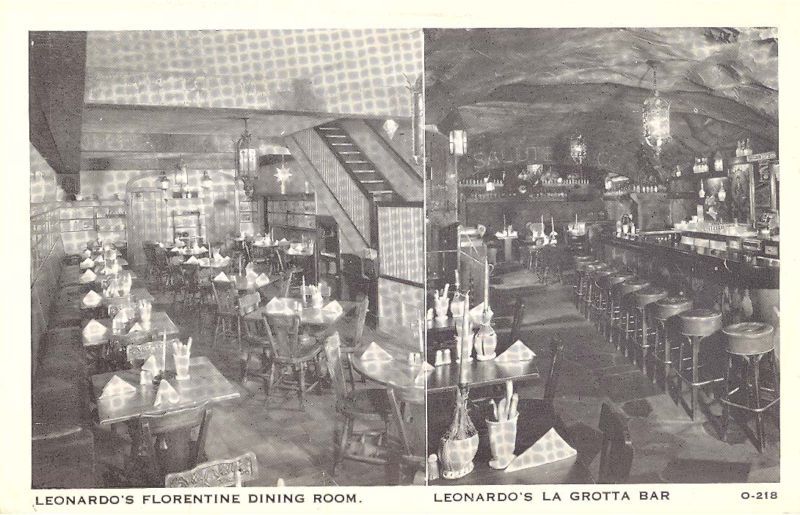 1930s AD POSTCARD BUFFALO NY LEONARDO DINING ROOM & BAR  