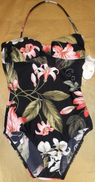   Bahama Black Passion Bandeau Cup Swimsuit one piece monokini Size 8