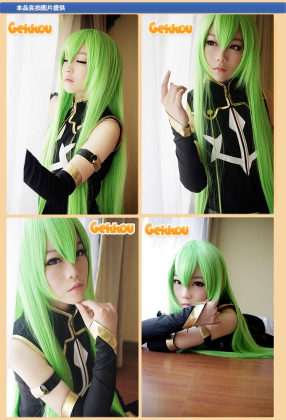 vogue beautiful Shallow green long hair 100CM cosplay Party wig  