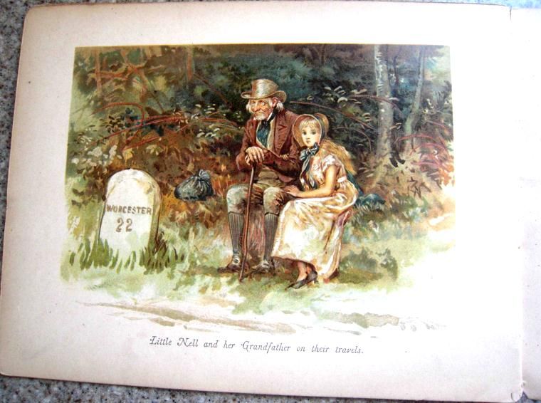 1880 antique DICKENS PICTURES color illus book lot  