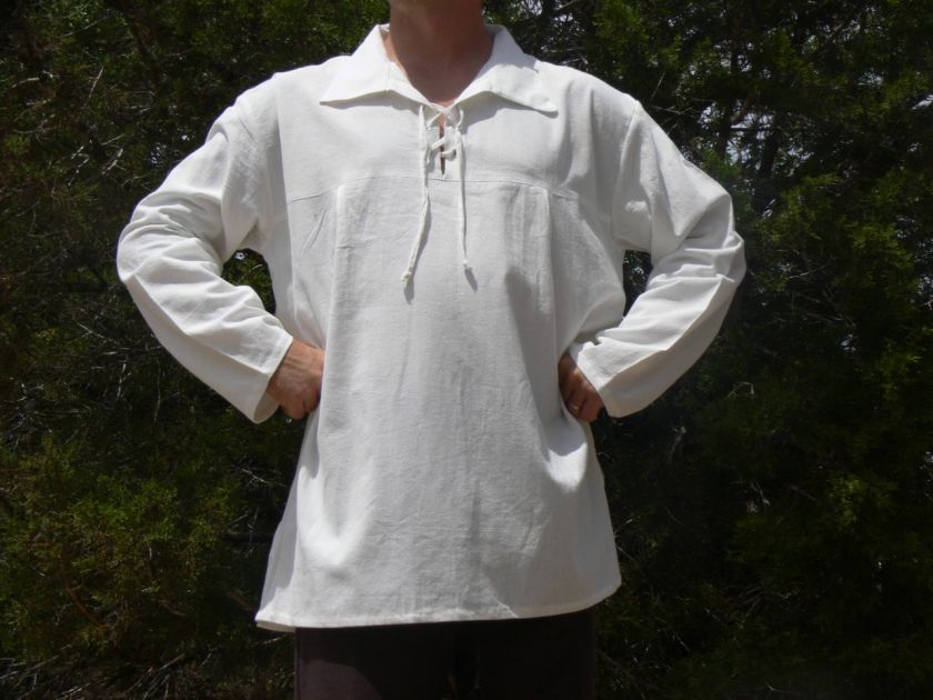 Large Cotton Renaissance Shirt Lace Up Pirate Medieval Costume LARP 