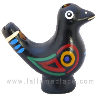   Painted Ceramic Clay Water Chirping Whistle Ocarina Flute Peru  