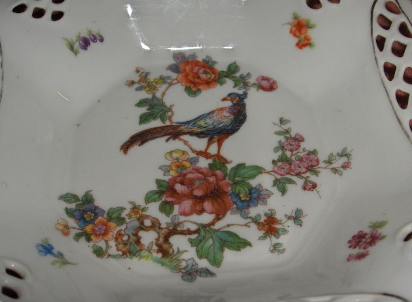 Schwarzenhammer China Pierced Octagon Basket Bowl Bird  