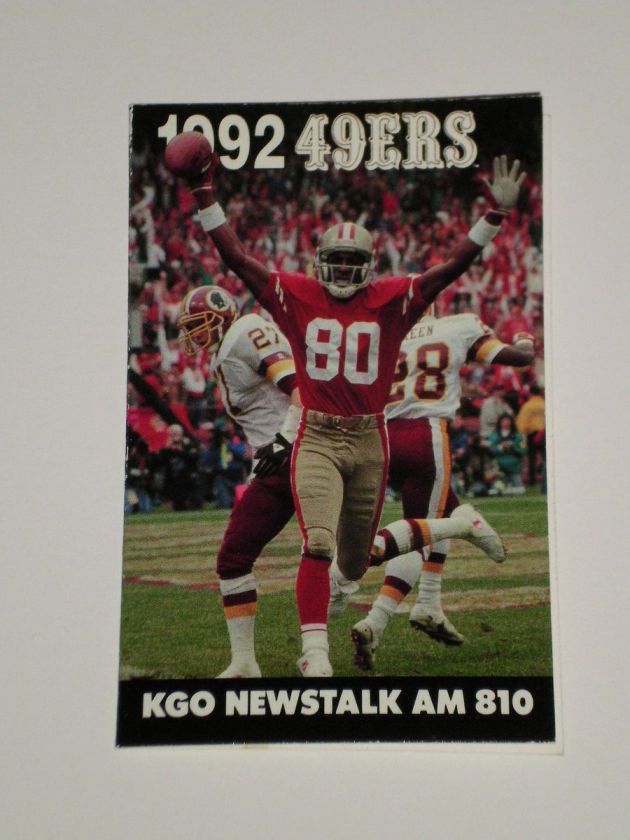 San Francisco 49ers 1992 Pocket Schedule Jerry Rice Cover  