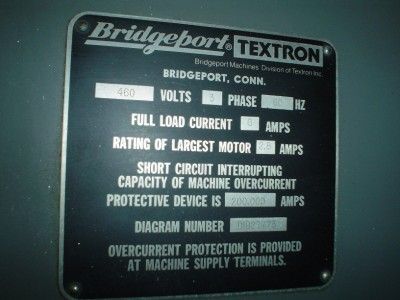 Bridgeport Textron Series 1 NC Mill Milling Machine  