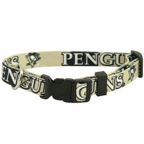 PITTSBURGH PENGUINS ADJUSTABLE NYLON DOG PET COLLAR SIZE LARGE