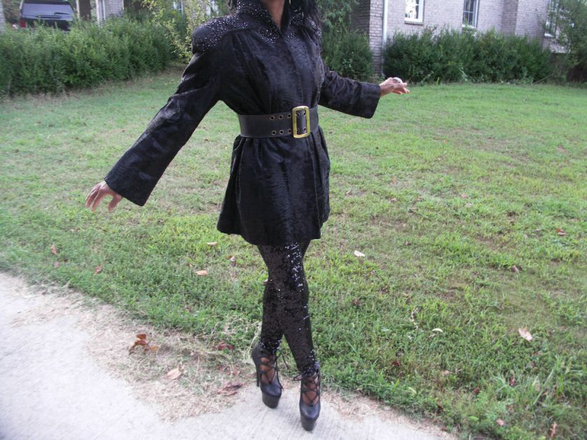 Genuine Vintage midi length Galanos Black Russian broadtail Fur Coat 