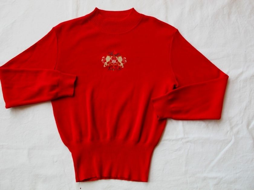 Womens Bogner Red Wool Embroidered Ski Sweater M EUC  