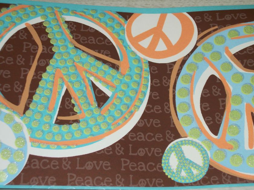 YORK GIRLS PEACE SIGNS PEACE&LOVE WALLPAPER BORDER  