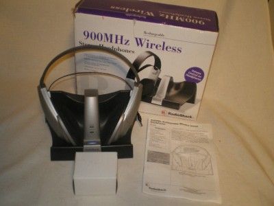 RadioShack 900 MHz Wireless Stereo Headphones 33 1196 rechargeable VG 