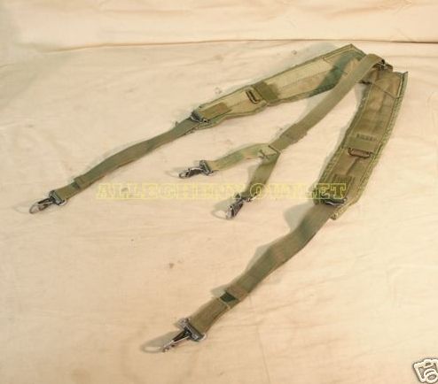 Military Issue LC   2 Web Belt Suspenders GOOD  