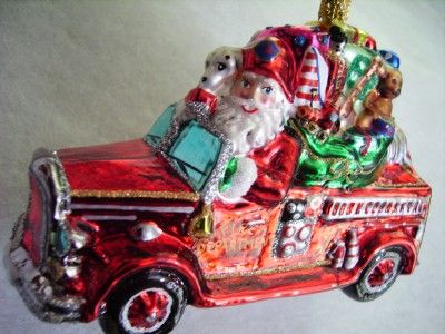 RADKO Ornament SANTAS FIRE BRIGADE truck fireman NWT  