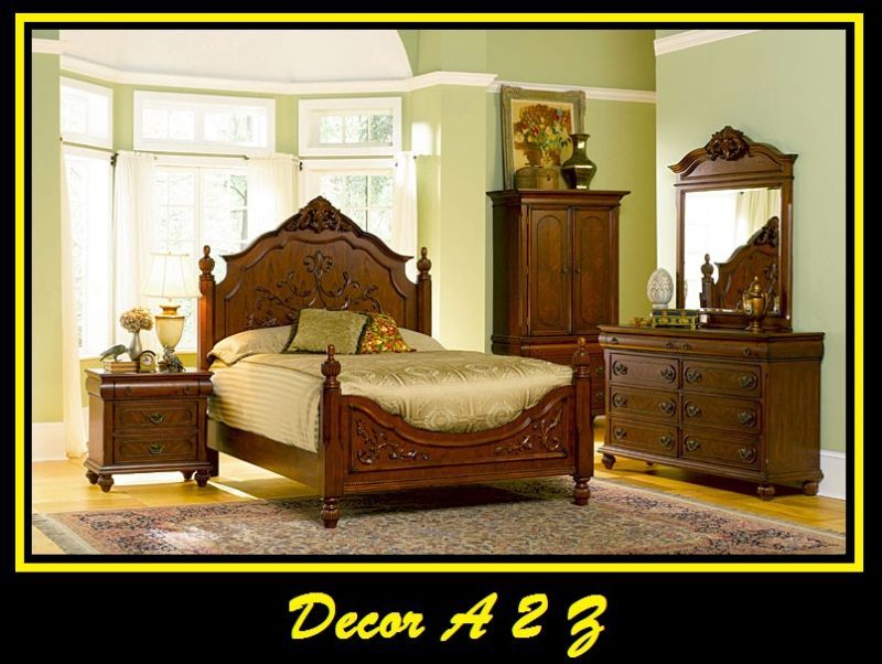 Pcs Isabella Queen bed Room Set Oak finish New.  