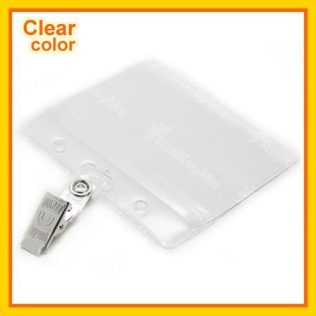 10 pcs Business ID Card ClipBadge Holder Horizontal Clear CH058