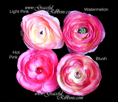 Ranunculus PICK silk flower GIRL DIY hair clip pin  