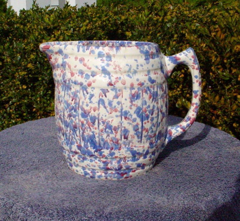 Spongeware Stoneware Barrel Pitcher, Morton Pottery  