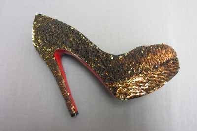 7K NIB Christian Louboutin Bianca 140 Paillettes Version Gold 