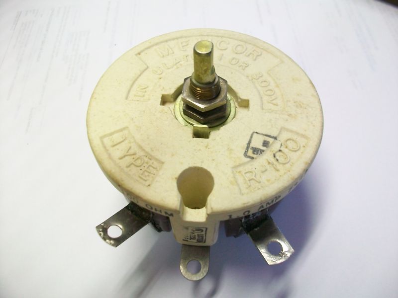 MEMCOR 100 OHM 100 WATT RHEOSTAT 1/2 SHAFT  