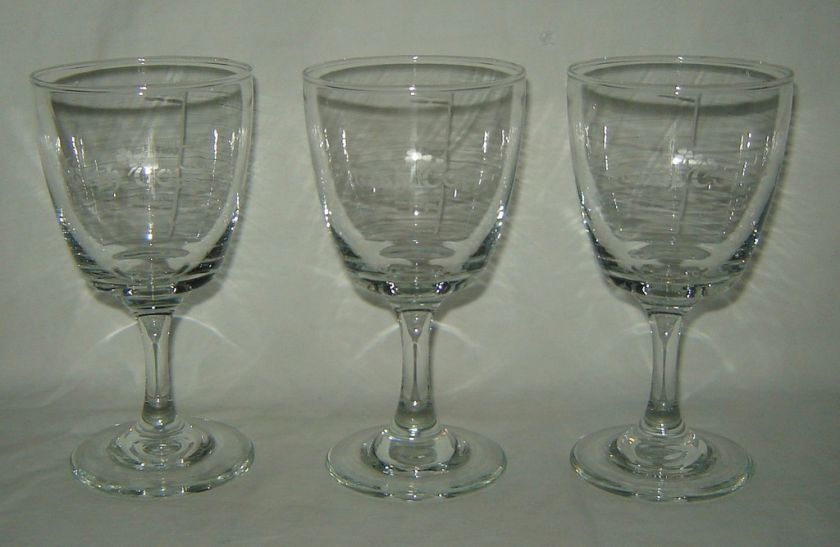 Set of 3 Clear Glass IRISH COFFEE Stemmed Glasses  