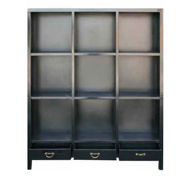 Black Chinese Multiple Shelves Display Cabinet WK1410S  