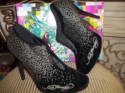 ED HARDY SEXY VELVET BOOT/SHOE PUMP HEEL 5 10M NEW  