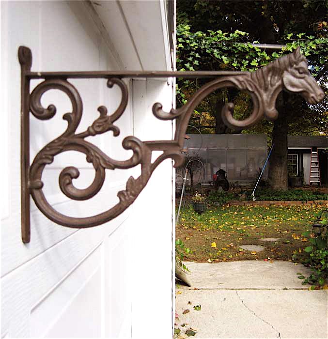 Horse Head Plant Hanger Hook Cast Iron Rust Finish  