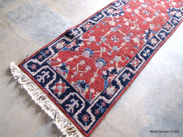 Old Soumak rug runner red blue #1385 unique  