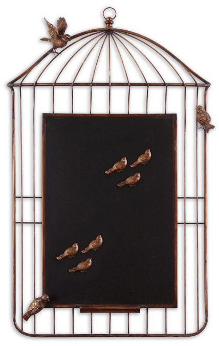 Antiqued Gold BRONZE METAL BIRD CAGE CHALKBOARD Magnet  