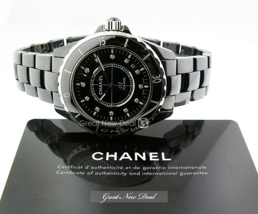 CHANEL J12 QUARTZ H1626 38MM BLACK CERAMIC, DIAMOND MARKERS BRAND NEW 